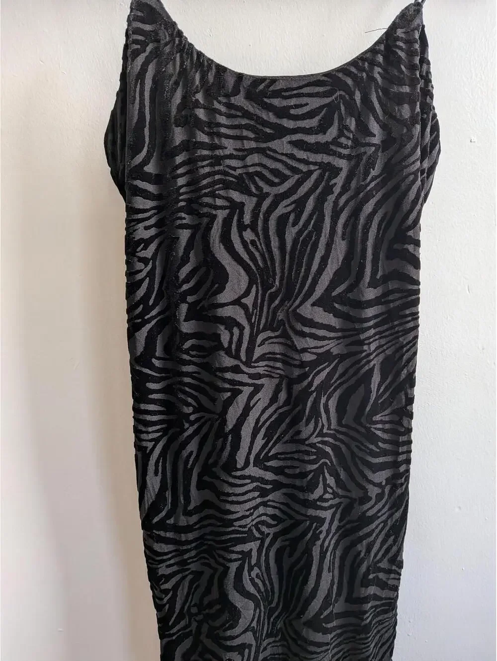 Wild Fable Slip Dress Juniors XS Black Animal Print Velvet Bodycon Midi - Picture 2 of 6